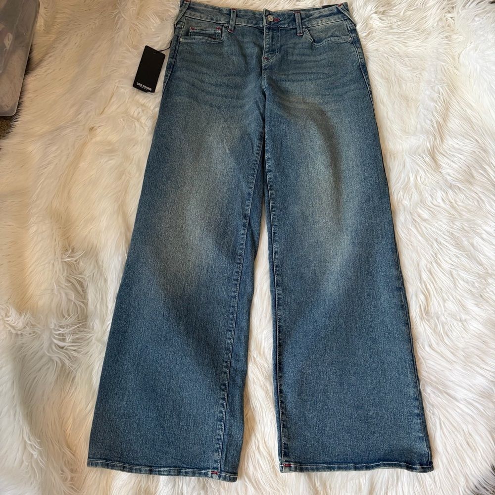 NWT True Religion Jeans Womens Bobbi Low Slung Baggy Blue Denim Stretch 28X32